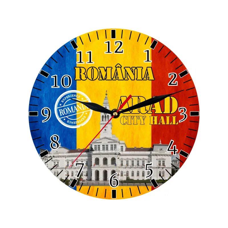 Arad romania city hall, ceas lemn de perete, model 26